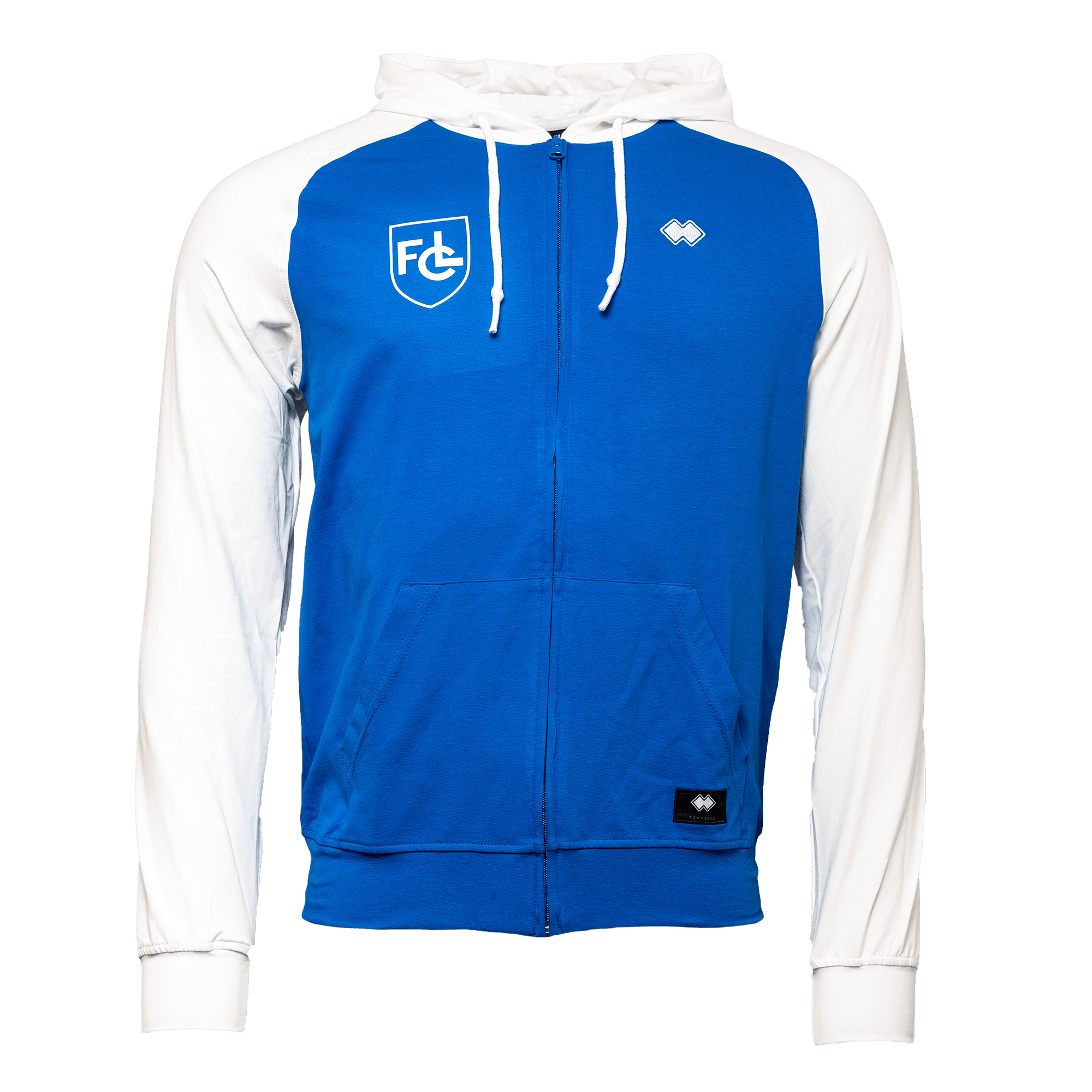 FCL Zip Hoodie Retro Logo Blau - Weiss - FCL Fanshop